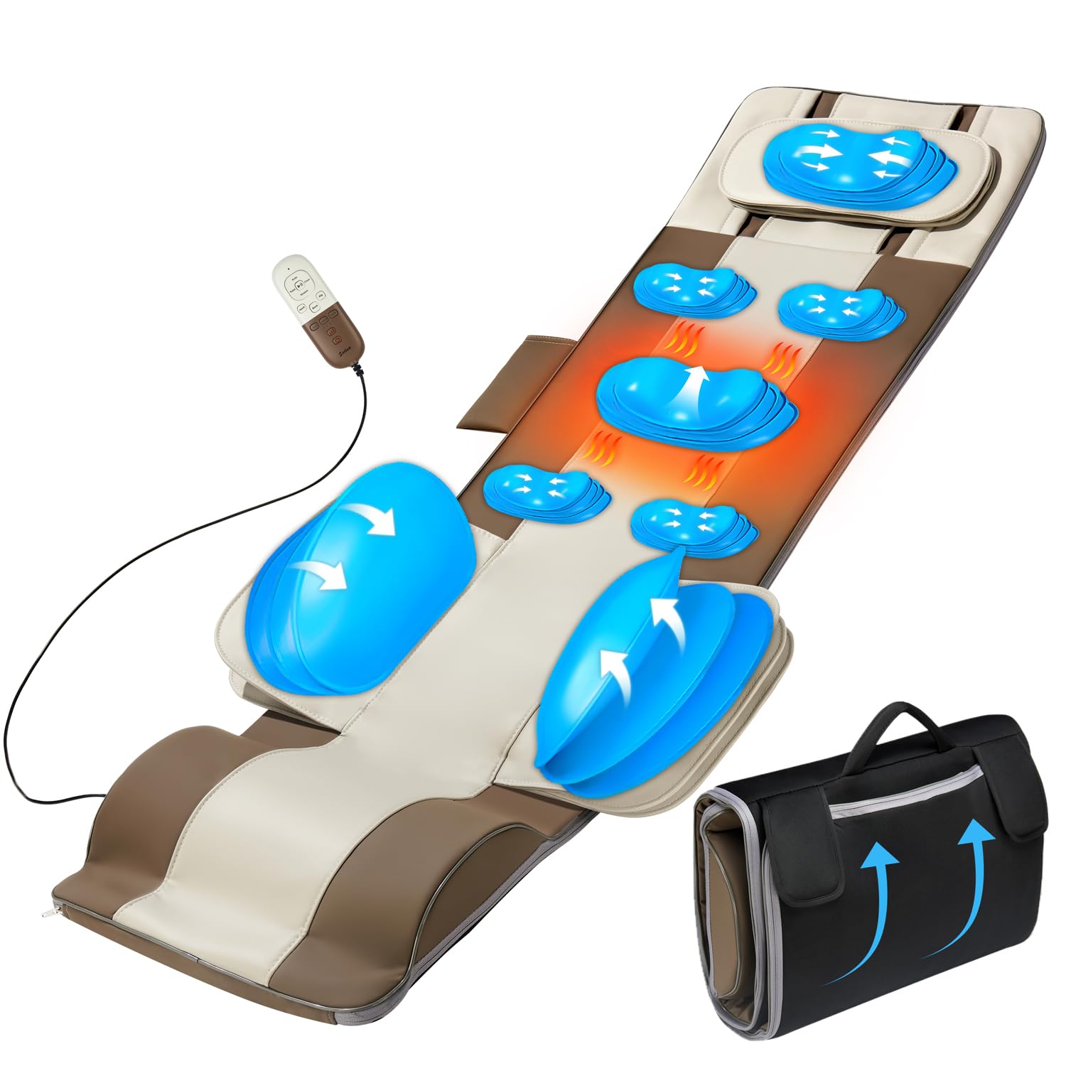 Full Body Massage Mat, 3D Body Stretching & Lumbar Traction, Back Heating, Traction Up & Down, Curve Stretch, Twist Left & Right